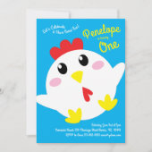 かわいいチキンファームキッズ1st誕生日パーティー 招待状 (正面)