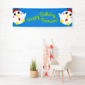 かわいいチキンファームキッズ1st誕生日パーティー 横断幕 (インサイチュ)
