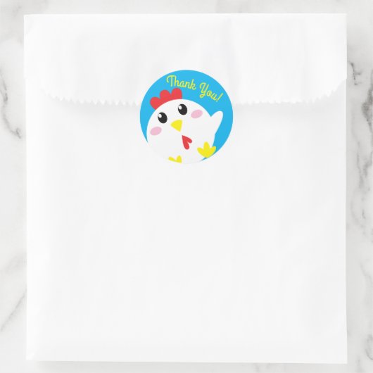 かわいいチキンファームキッド1st誕生日パーティーありがとう ラウンドシール (バッグ)