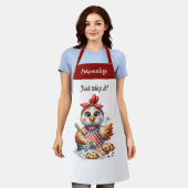 かわいいチキンベーキングクッキーキッチン引用文 エプロン (着用した状態)
