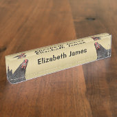 かわいいチキンポートレート パーソナライズされた デスクネームプレート (側面)