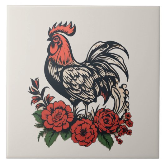 かわいいチキン愛好家の国 タイル (正面)
