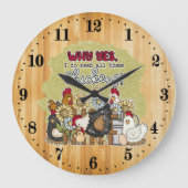 かわいいチキン愛好家カントリーファームハウス ラージ壁時計 (正面)