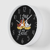 かわいいチキン愛好家ワードアート大きな時計 壁時計 (傾斜)