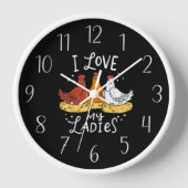 かわいいチキン愛好家ワードアート大きな時計 壁時計 (正面)