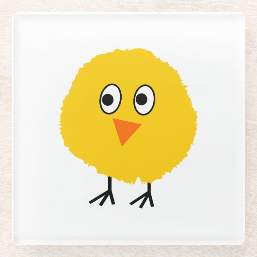 かわいいチキン漫画 ガラスコースター (正面)