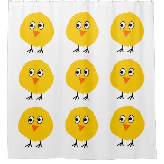 かわいいチキン漫画 シャワーカーテン (正面)