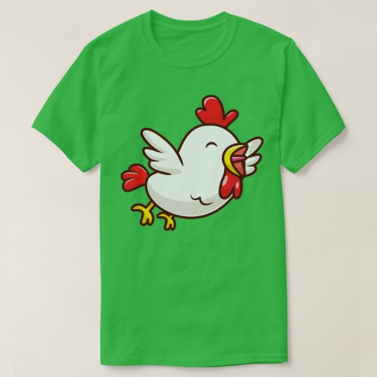 かわいいチキン飛んでいるアニメ Tシャツ (デザイン正面)