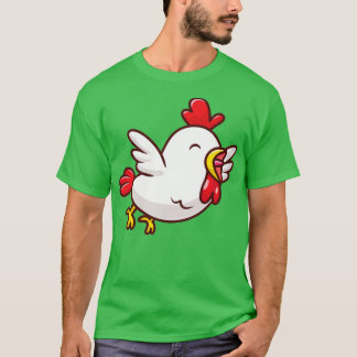 かわいいチキン飛んでいるアニメ Tシャツ