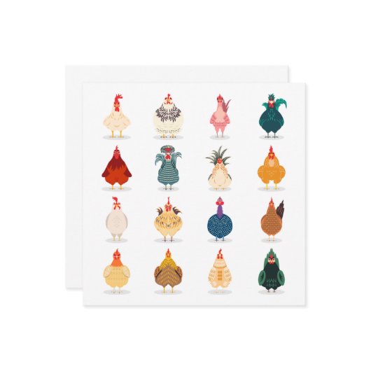 かわいいチキン カード (正面/裏面インサイチュ)