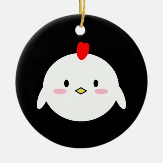 かわいいチキン セラミックオーナメント (正面)