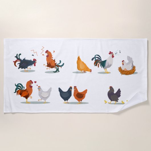 かわいいチキン ビーチタオル (正面)