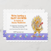 かわいいチキン ベイビーシャワー 招待状 (正面/裏面)