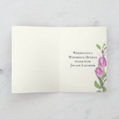 かわいいチキン、卵、リース、チューリップハッピーイースター シーズンカード (内部)