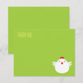 かわいいチキン（白）| フラット サンクス ノートカード (正面/裏面)