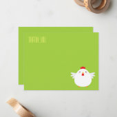 かわいいチキン（白）| フラット サンクス ノート カード (正面/裏面インサイチュ)