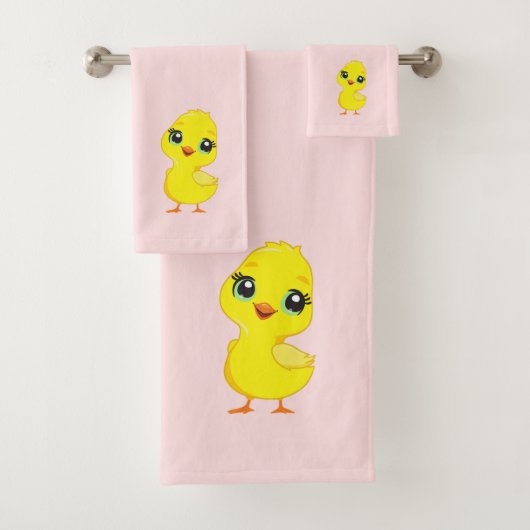 かわいいチックオンライトピンク風呂タオルセット バスタオルセット (インサイチュ)