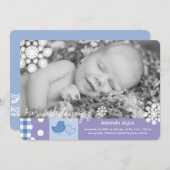 かわいいチックスお洒落と雪片フォト誕生 シーズンカード (正面/裏面)