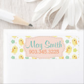 かわいいチックス&フラワーパターン ラベル (インサイチュ)