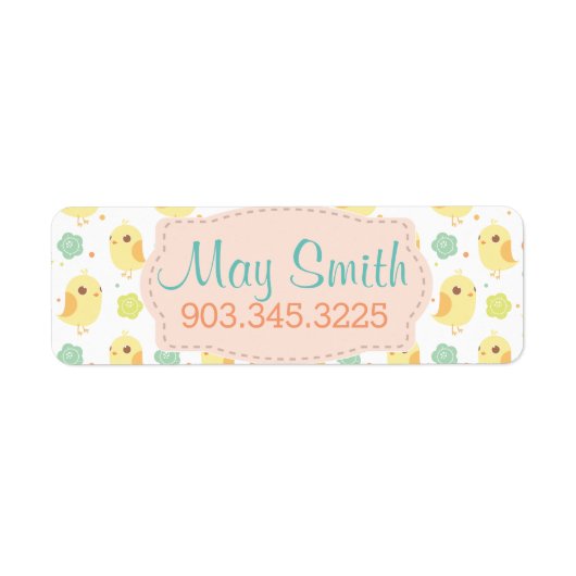 かわいいチックス&フラワーパターン ラベル (正面)