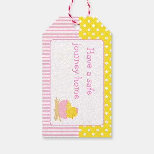 かわいいチックピンクの女の子サンキューギフトラベル ギフトタグ (裏面)