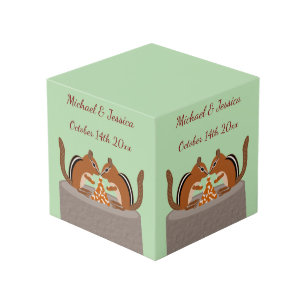 かわいいチップムンクの秋のウェディング　カスタム写真アップロード フォトキューブ