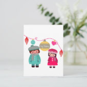 かわいいチビのクリスマス フラットホリデーカード シーズンカード (スタンド正面)