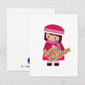 かわいいチビの女の子のフラットホリデーカード シーズンカード (正面/裏面)