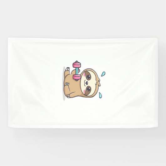 かわいいチビナマケモノのジムトレーニング デザイン 横断幕 (横)