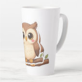 かわいいチビフクロウ カフェラテマグ (右アングル)