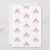 かわいいチビユニコーンの虹の誕生日パーティー 招待状 (裏面)