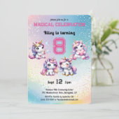 かわいいチビユニコーンの誕生日パーティー(どんな年齢でも) 招待状 (スタンド正面)
