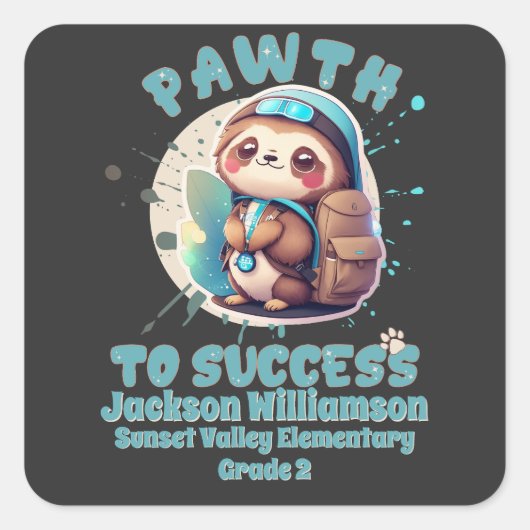 かわいいチビ（小さくかわいく書いた感じ）かわいいスロッスネームスクールグレード スクエアシール (正面)