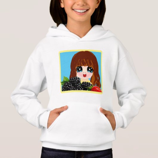 かわいいチビ（小さくかわいく書いた感じ）の女の子と果物 (正面)