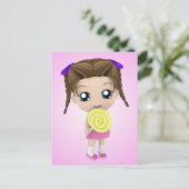かわいいチビ（小さくかわいく書いた感じ）の女の子の郵便はがき ポストカード (スタンド正面)