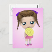 かわいいチビ（小さくかわいく書いた感じ）の女の子の郵便はがき ポストカード (正面/裏面)
