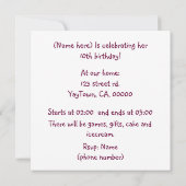 かわいいチビ(小さくかわいく書いた感じ)の女の子、耳のバニー招待状 招待状 (裏面)