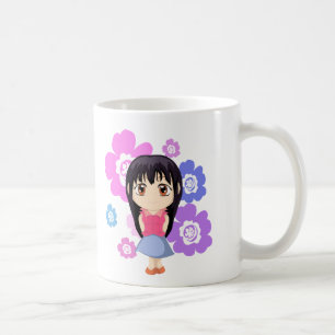 かわいいチビ(小さくかわいく書いた感じ)の女の子(花) コーヒーマグカップ