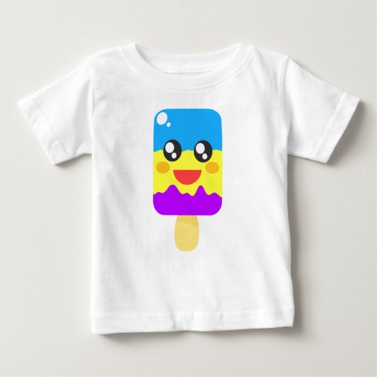 かわいいチビ（小さくかわいく書いた感じ）アイスロリーポスクル ベビーTシャツ (正面)