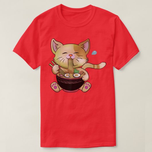 かわいいチビ(小さくかわいく書いた感じ)アニメマンガ猫好き Tシャツ (デザイン正面)