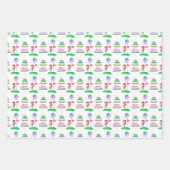 かわいいチビ（小さくかわいく書いた感じ）ガール誕生日ゴルフをテーマにした誕生日 ラッピングペーパーシート (正面)