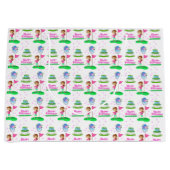 かわいいチビ（小さくかわいく書いた感じ）ガール誕生日ゴルフをテーマにした誕生日 ラージペーパーバッグ (正面)