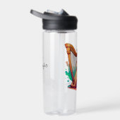 かわいいチビ(小さくかわいく書いた感じ)ガール遊ズハープパーソナライズされた ウォーターボトル (右面)