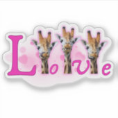 かわいいチビ(小さくかわいく書いた感じ)キリンのステッカー シール (正面)