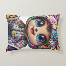 かわいいチビ（小さくかわいく書いた感じ）クマinグラフィティバタフライフード付きスウェットシャツ-  アクセントクッション