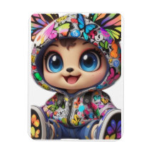 かわいいチビ(小さくかわいく書いた感じ)クマinグラフィティバタフライフード付きスウェットシャツ-