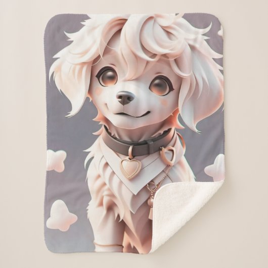 かわいいチビ（小さくかわいく書いた感じ）ゴールデンレトリバーパピー シェルパブランケット (正面)