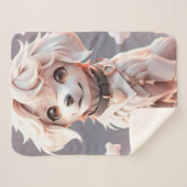 かわいいチビ（小さくかわいく書いた感じ）ゴールデンレトリバーパピー シェルパブランケット (正面(横))