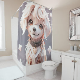 かわいいチビ（小さくかわいく書いた感じ）ゴールデンレトリバーパピー シャワーカーテン