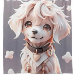 かわいいチビ（小さくかわいく書いた感じ）ゴールデンレトリバーパピー シャワーカーテン